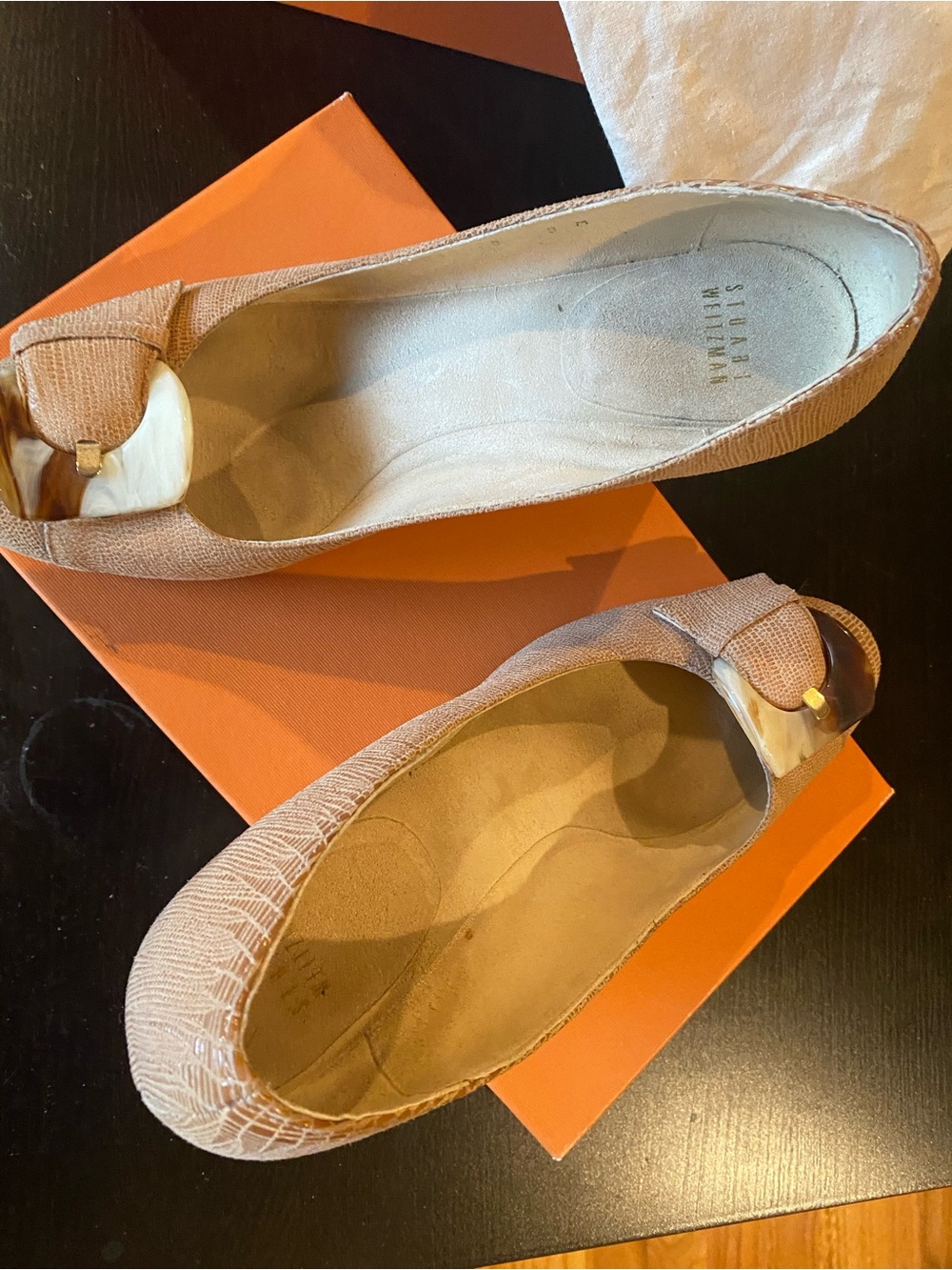 Stuart Weitzman Wedge Heels Women’s Size 9 US 39.5 EU Taupe Ginger Slip On - Picture 4 of 9